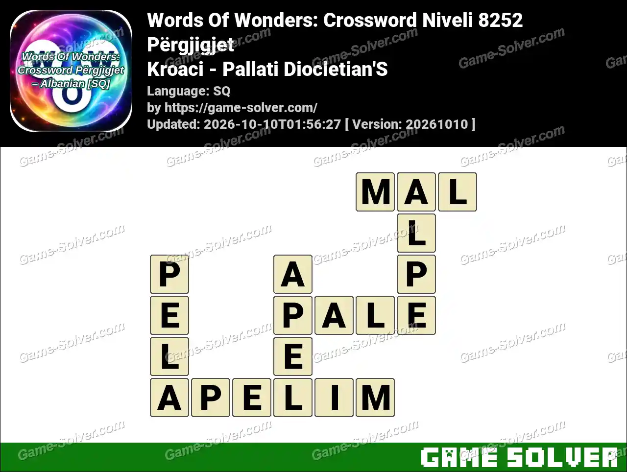 Words Of Wonders: Crossword Niveli 8252 Përgjigjet – Kroaci – Pallati Diocletian’S